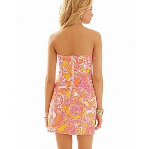 Lilly Pulitzer Tansy Dress strapless Barbie pink, yellow, white women’s size 6 - Picture 12 of 12